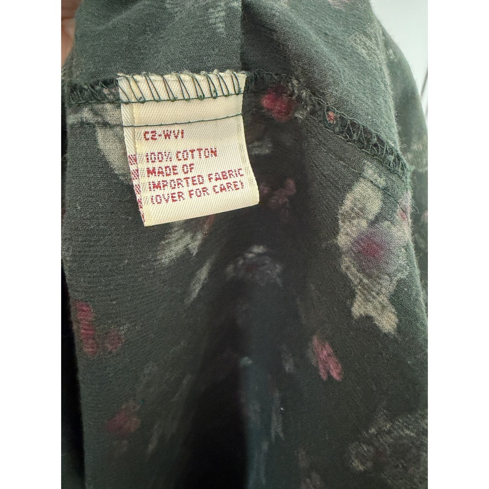 Vintage Susan Bristol Floral Pinwale Corduroy Maxi Dress Green Drop Waist 12 - Picture 6 of 16
